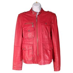 Dora Landa Leather Jacket Womens 4 Leather Red